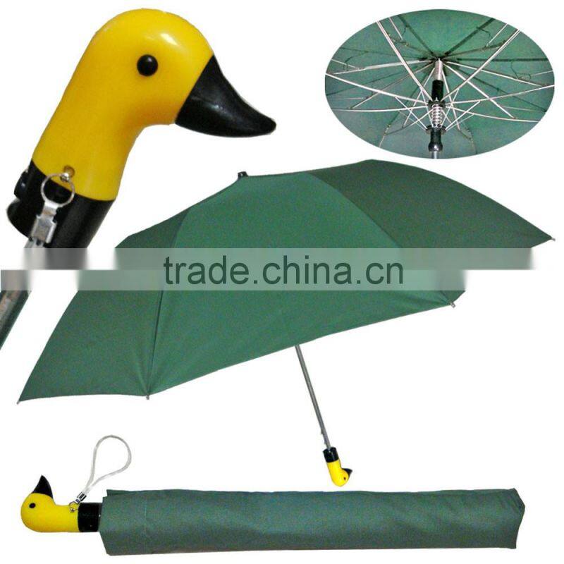 2017 simple and elegent auto 2 fold duck head plastic handle umbrella