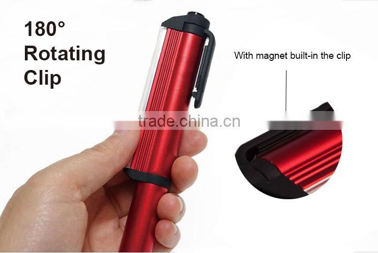 9 pcs SMD with magnetic clip and bottom magnet pen light led pen torch