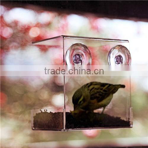 Acrylic Opening Bird Feeder Clear Acrylic Window Bird With 2 Suction Cups