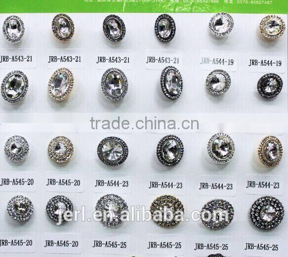Wholesale bulk metal crystal rhinestone fashion button rhinestone button for wedding