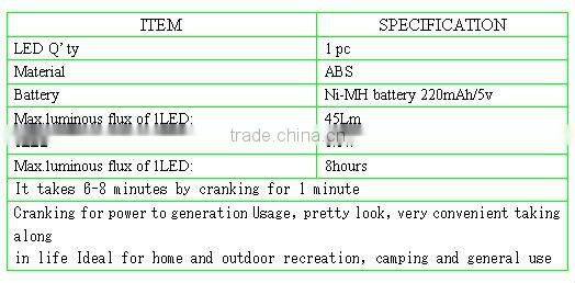 45Lm MINI outdoor emergency dynamo flashlight, small hand cranking flashlight