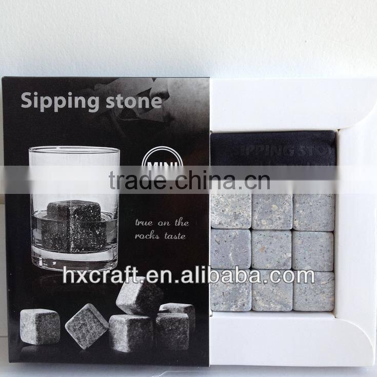 WHISKEY STONES ROCKS 9 PCS Set Ice Cubes Wine Drinks Scotch Beer Cold Soapstone