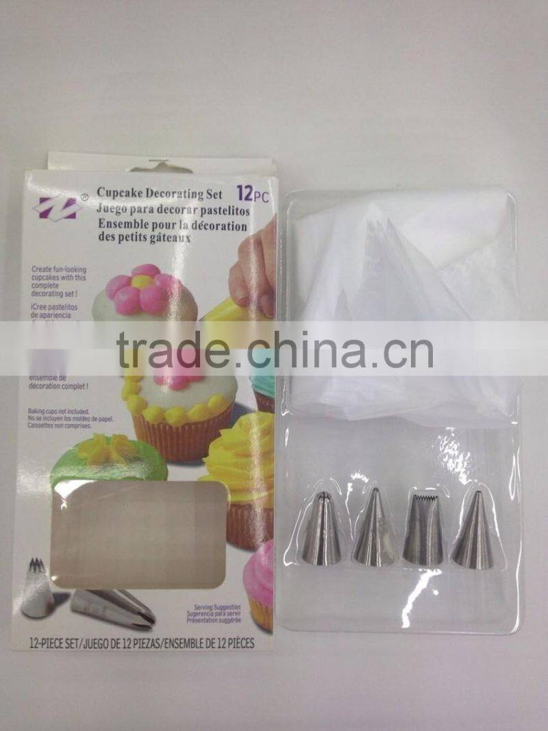4 pcs stainless steel nozzles with plastic bag Icing Set Fondant Tools