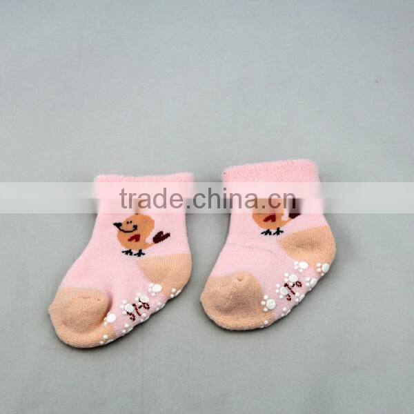 GSBT-03 Quality full terry baby non slip socks with turn over welt