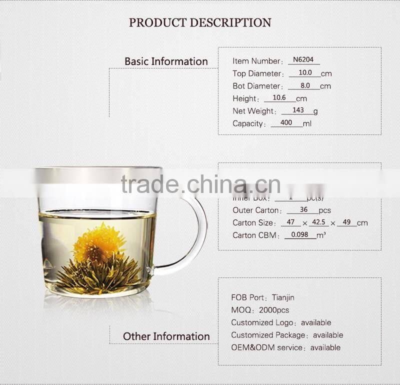 wholesale 400ml glass cup with glass lid high borosilicate glassware