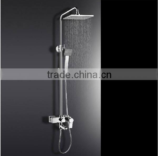 Temperature display led shower, big square shower led shower head, brass shower faucet body internestional standard
