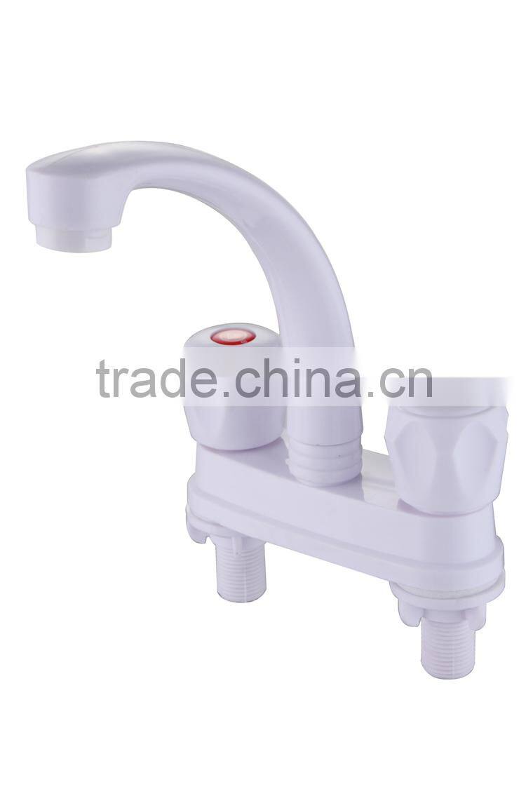 Inexpensive White Hot cold Double plastic Basin faucet