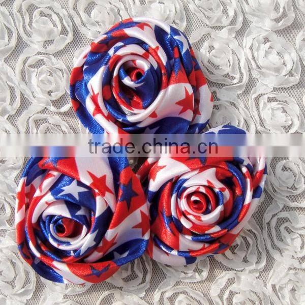 Direct manufacturer cheap item to sell ribbon satin rose flower artificial design for holiday/party/tutu dress supplies