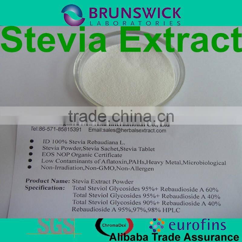 Pure Stevia Glycosides Steviol Glycosides 90% 95% Rebaudioside A (Reb A) 97% HPLC