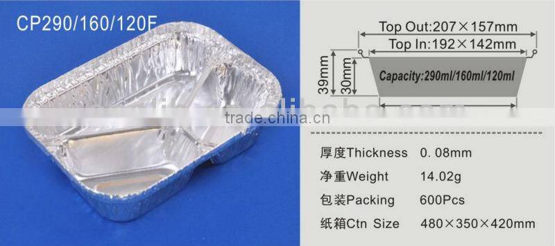 Disposable 3 compartments aluminium foil tray/Takeout aluminium foil meal tray