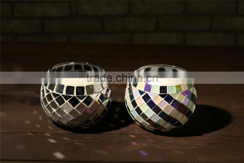 mirror glass pieces glass candle holder mosaic