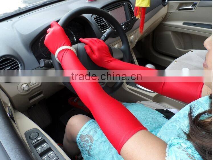White Black Red Finger Design Spandex Cheap Long Evening Gloves for Women