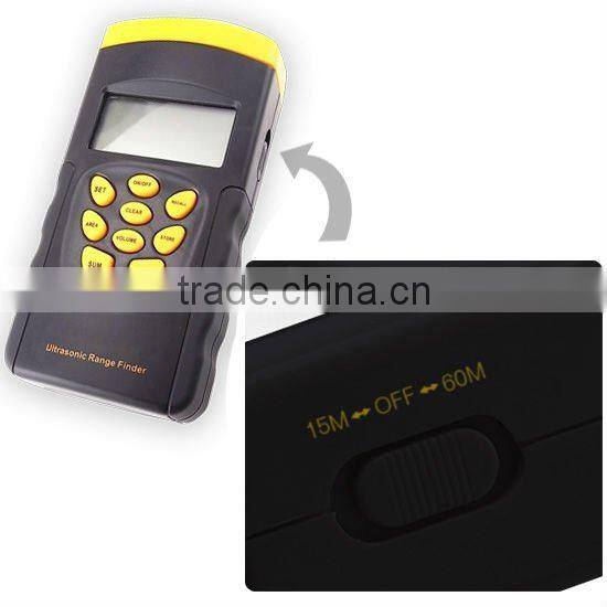 Digital Double Single Unit Range Finder Ultrasonic Laser Indicator Distance Meter/ Measurer 60M 197FT + 10 Memory Units