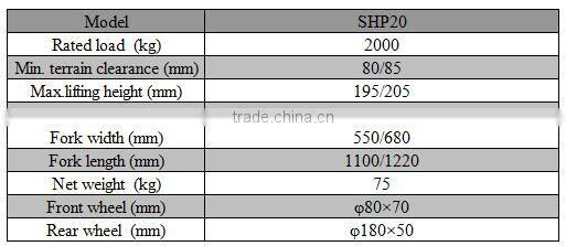 2016 newest 2000kg Stainless hand pallet jack forklift