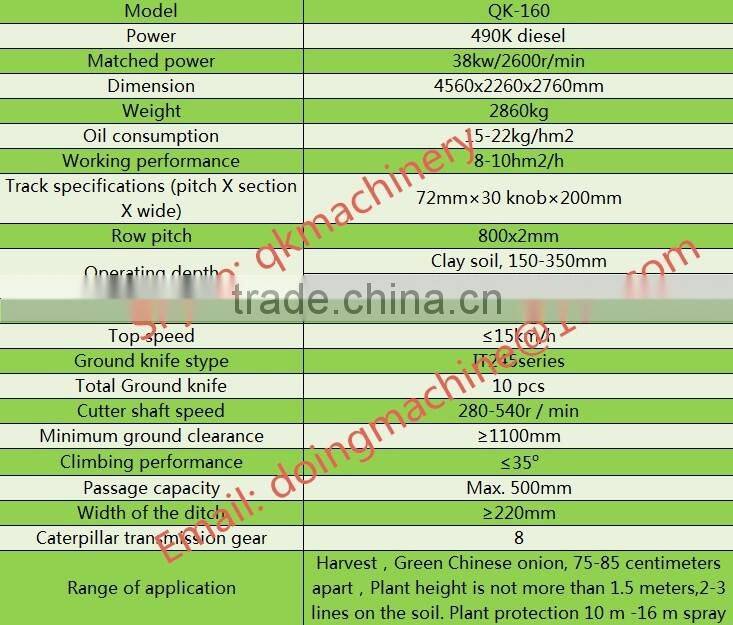 track Crawler mounted shallot combine harvesting equipment