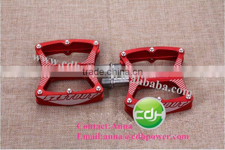 Red color mountain racing bike pedals