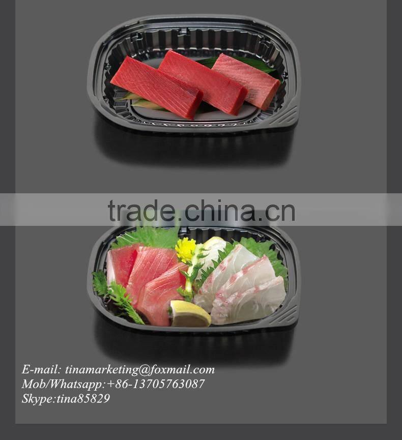 PS Black Base BOPS Clear Lid Plastic Take Out Food Container Box for Sushi,Salad,Fruit,Vegetable,Dessert,Cold dish Packaging