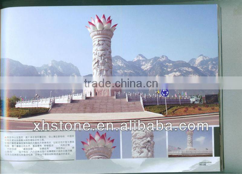 big round stone column with dragon carvings