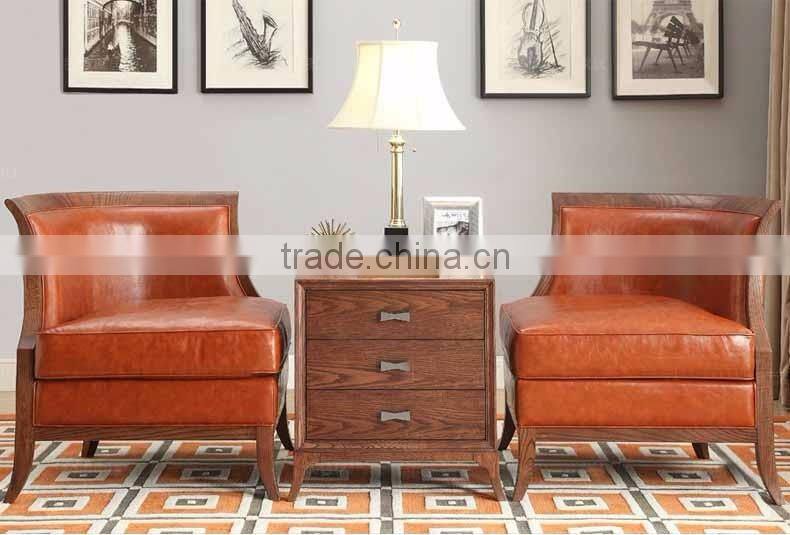 American style concise design genuine leather single leisure sofa