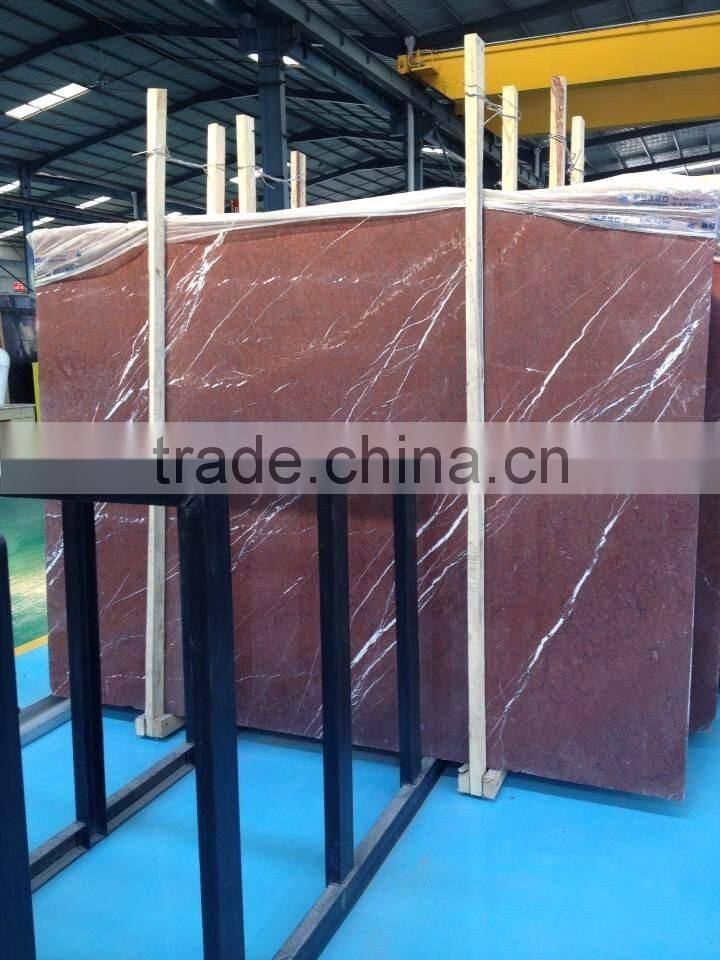 Natural red marble slab with natural vein