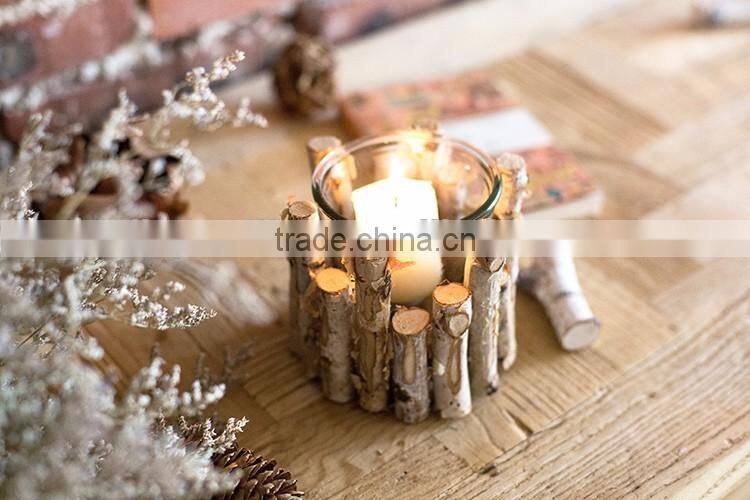 Vintage Chic Wooden Wicker Candle Holder Light Holder Christmas