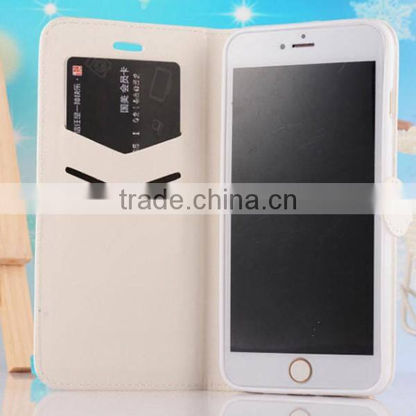 Hot selling PU leather phone case wallet phone covers flip leather holster for iphone6