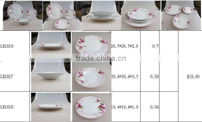 18pcs beautiful decal porcelain dinner ware set