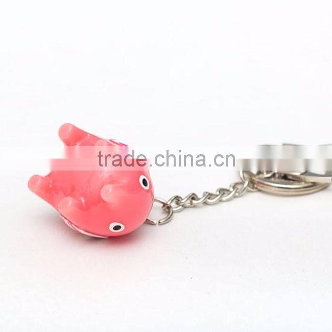 Pink resin cartoon elephant keychains