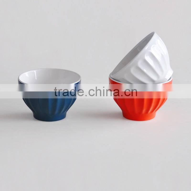 ceramic stripes solid color bowl