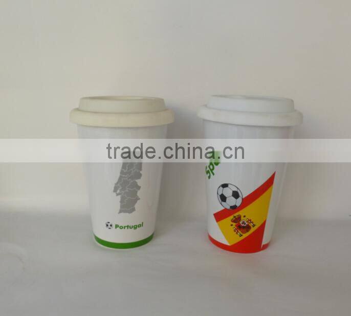 Wholesale V shaped blue color ceramic mug cup
