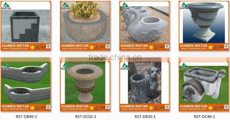Cheap dark grey G654 granite stone garden flower pot