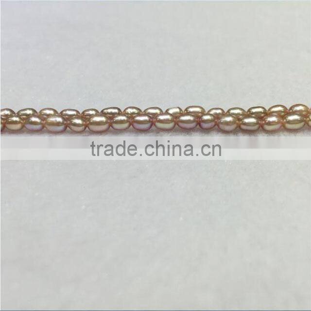 AA 9-10mm Purple Rice Shape Freshwater pearl strand