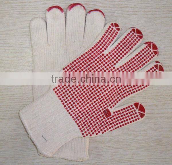 Red PVC dots on palm PVC dotted glove
