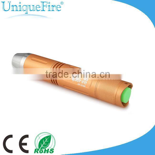 Unique Fire gem jade jewelry testing yellow light aluminum rechargeable led Flashlight