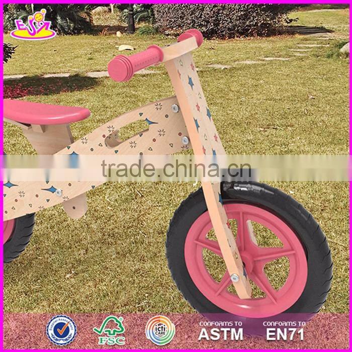 2017 Best design original work lovely wooden balance bicycles for kids W16C177