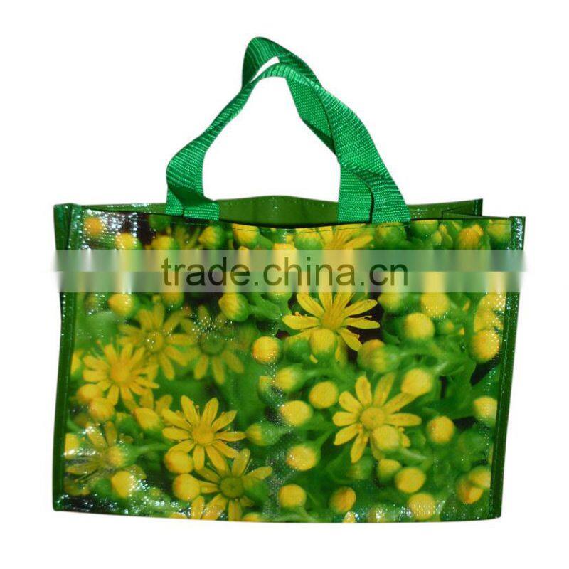 Lavender Picture Printing Fashion Durable PP Woven Bag with Round Corner
