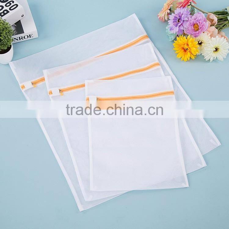 Machine Washable, Fine White Mesh Polyester Laundry Washing bag with Pink Zipper, For Home & Travel(TM-LB-027)