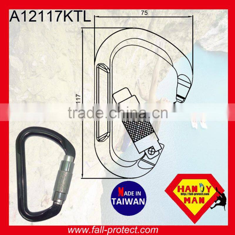 Made Of Aluminum Mountain Climbing Screw Lock Carabiner With D Type