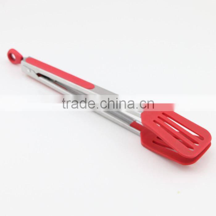 Silicone Stainless Steel Kitchen Tongs With Locking Clip