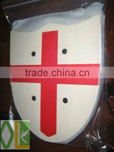 Handmade Custom red cross kid toy wooden shield