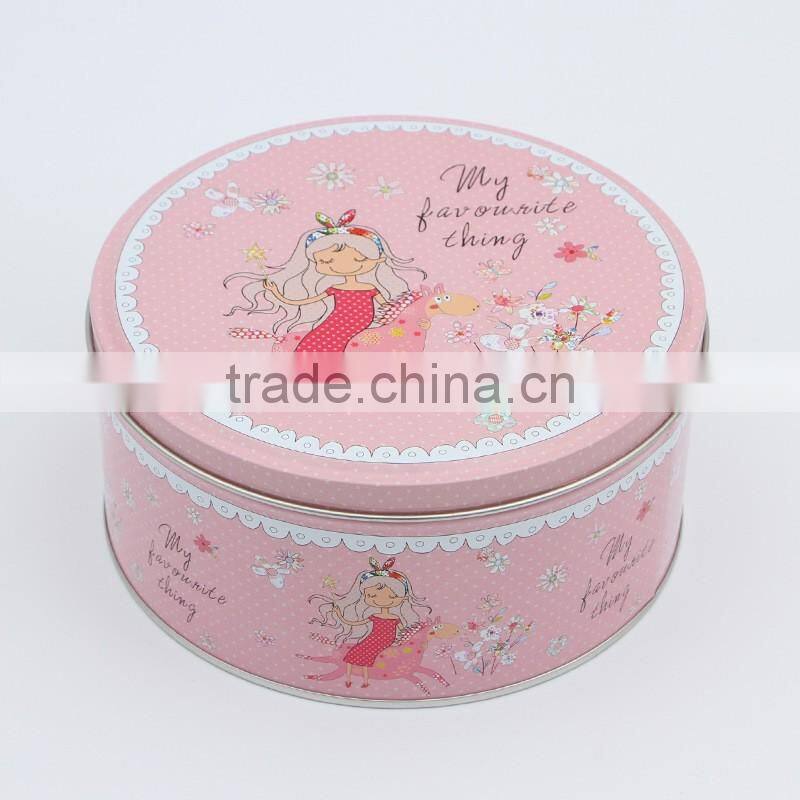 european style custom printed wholesale round metal tin box