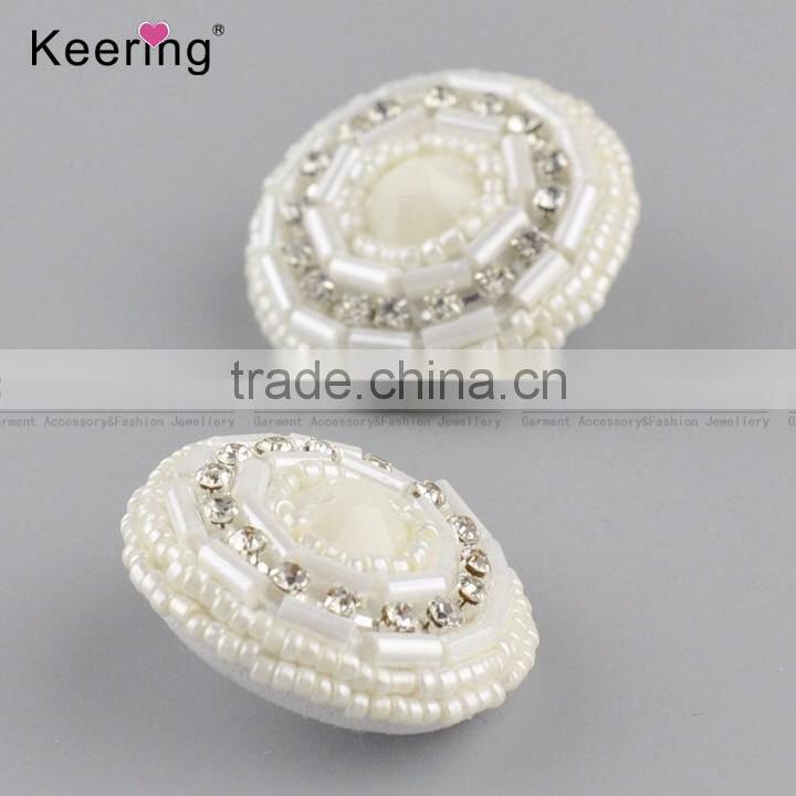 wholesale custom white beaded rhinestone buttons for clothing WBKA-294