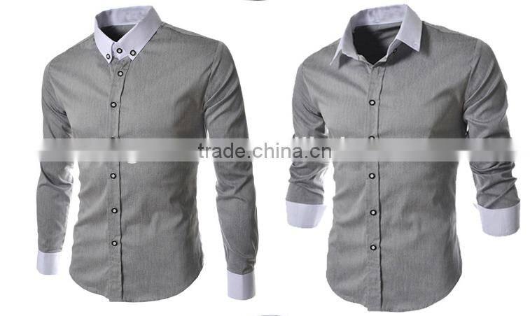 Men Dress Casual Formal Fitted Shirts , Slim Shirts For Men