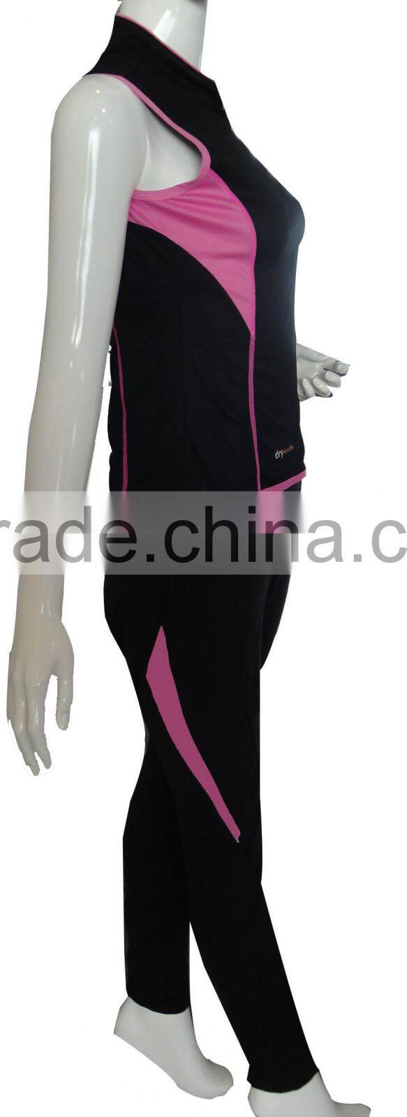 Sports wear yoga gym performance running tights long leggings and vest