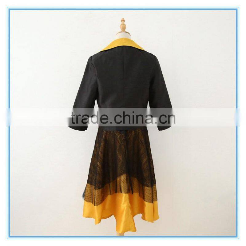 High Quality Lace Stitching Contrast Color Neck Collar Design Of Ladies Suits