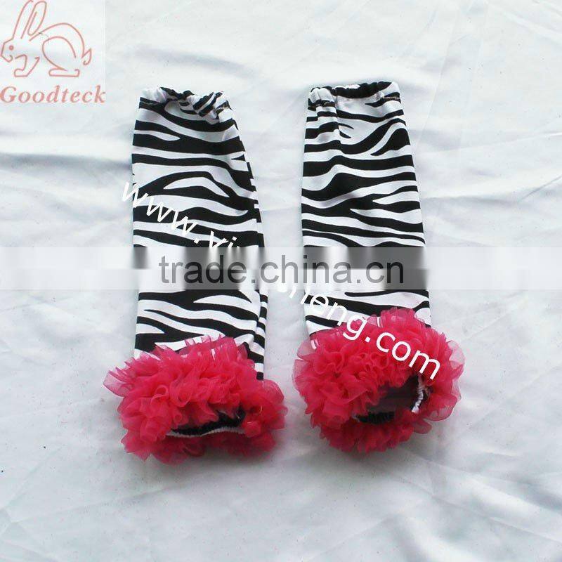 2013 wholesale the newest design zebra baby leg warmer with ruffle tulle