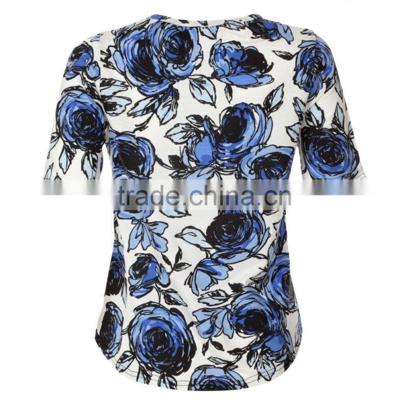 women thin cotton t-shirt 2015, floral t shirt 2015