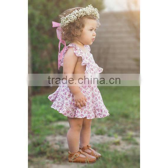 Adjustable Straps Floral Pinafore Baby Dress Girls Soft Baby Wear Clothes