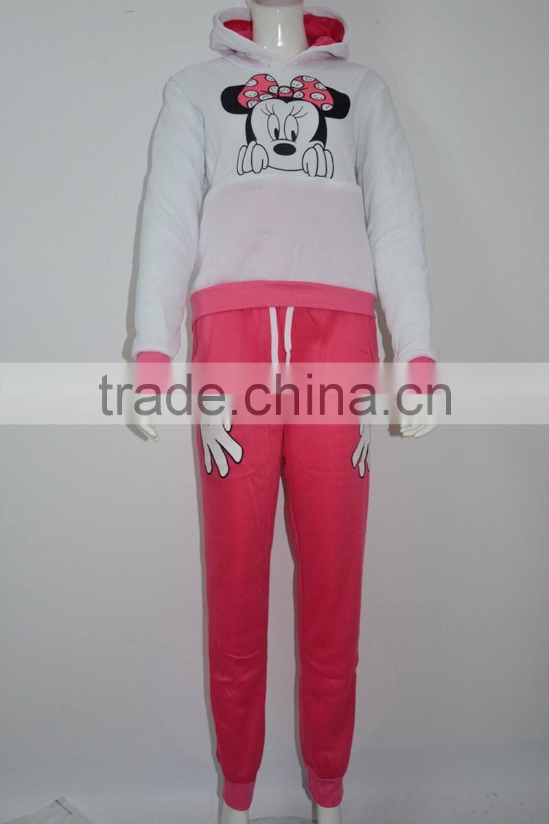 2016 Hot Selling Casual sportswear Cute Micky Mouse Printed Hooded long-sleeved Suit Tenue Sportwear