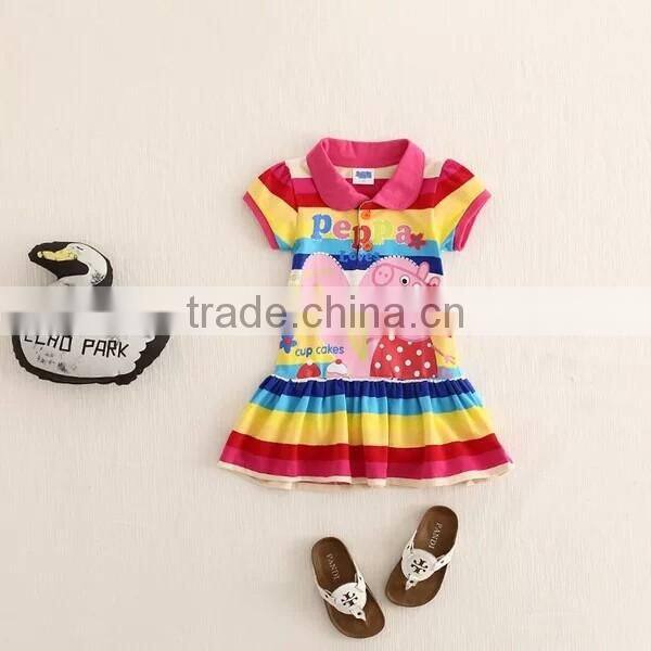 summer dresses pig printed cotton dresses cute baby girls dresses